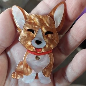 NWT Corgi Acrylic Brooch Pin